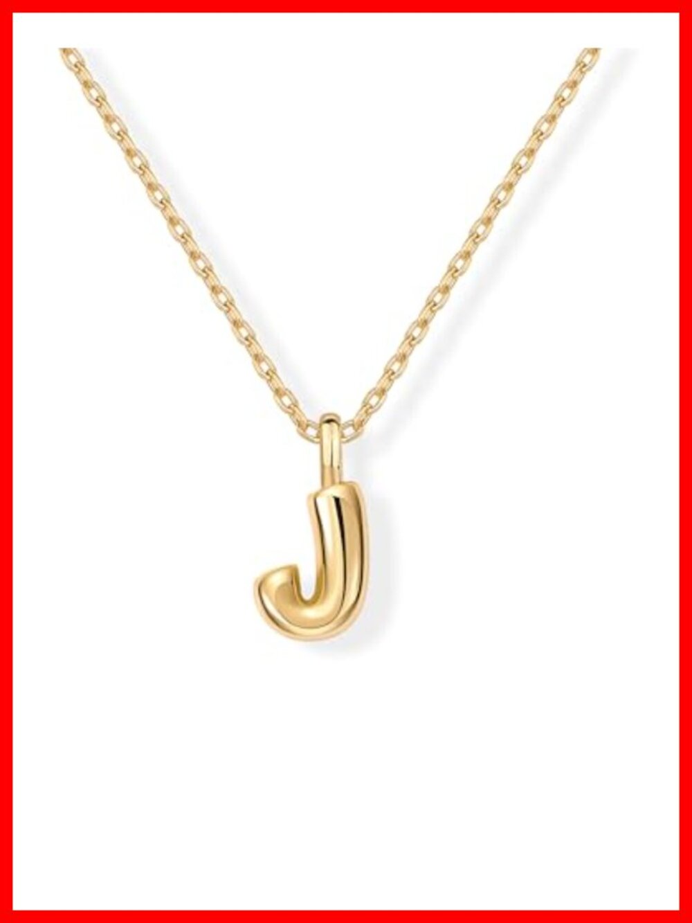 14K Gold Plated Bubble Initial J Pendant Necklace Hypoallergenic